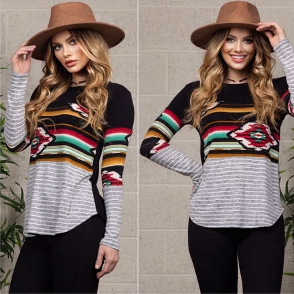 Aztec long sleeve versatile everyday long top - Picture 2 of 3